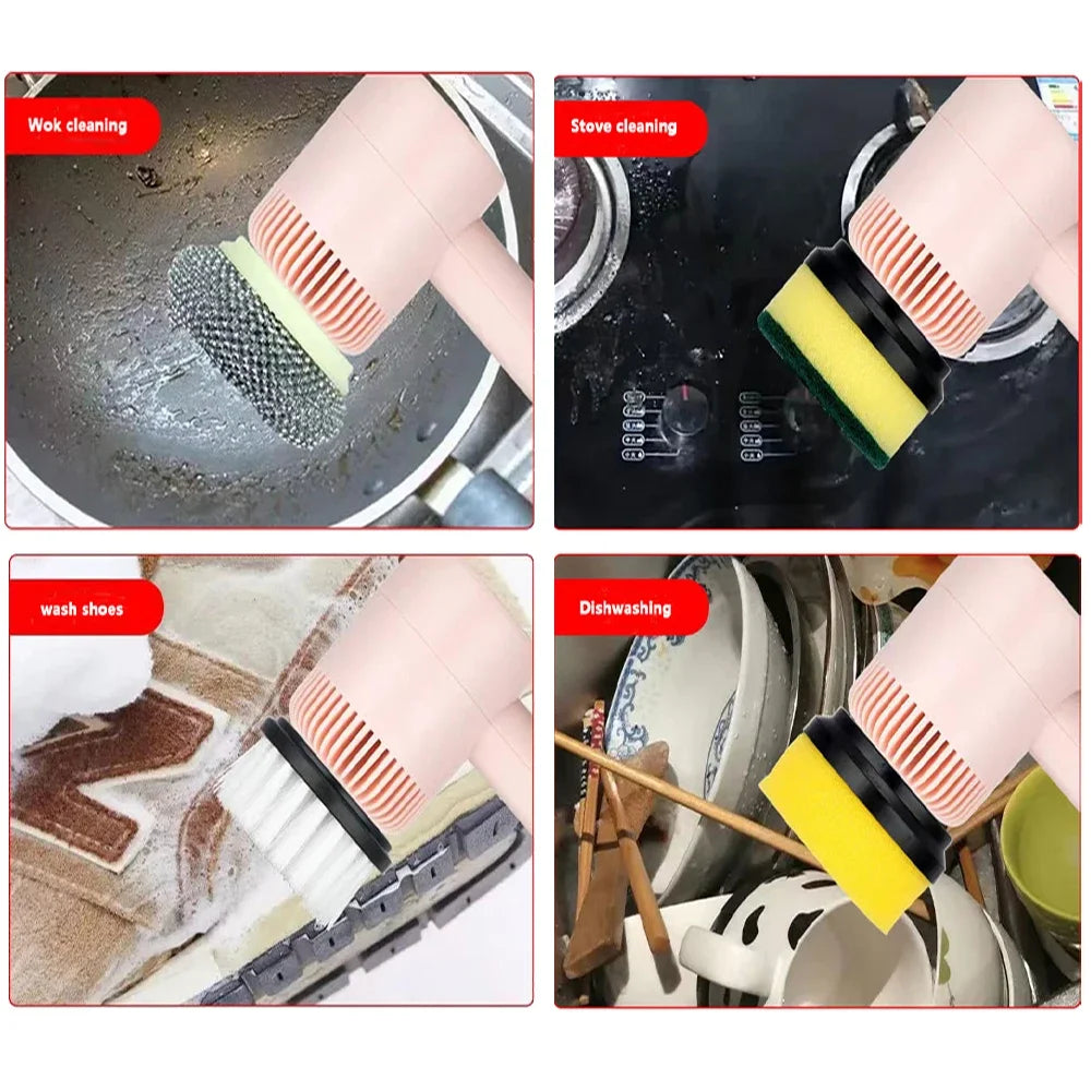 Rechargeable Electric Cleaning Brush With 3 Brush Heads