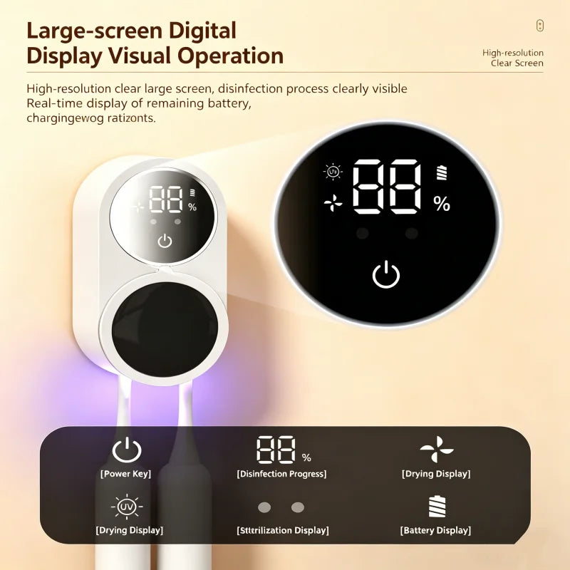 UV Travel Toothbrush Sterilizer Case With LED Display