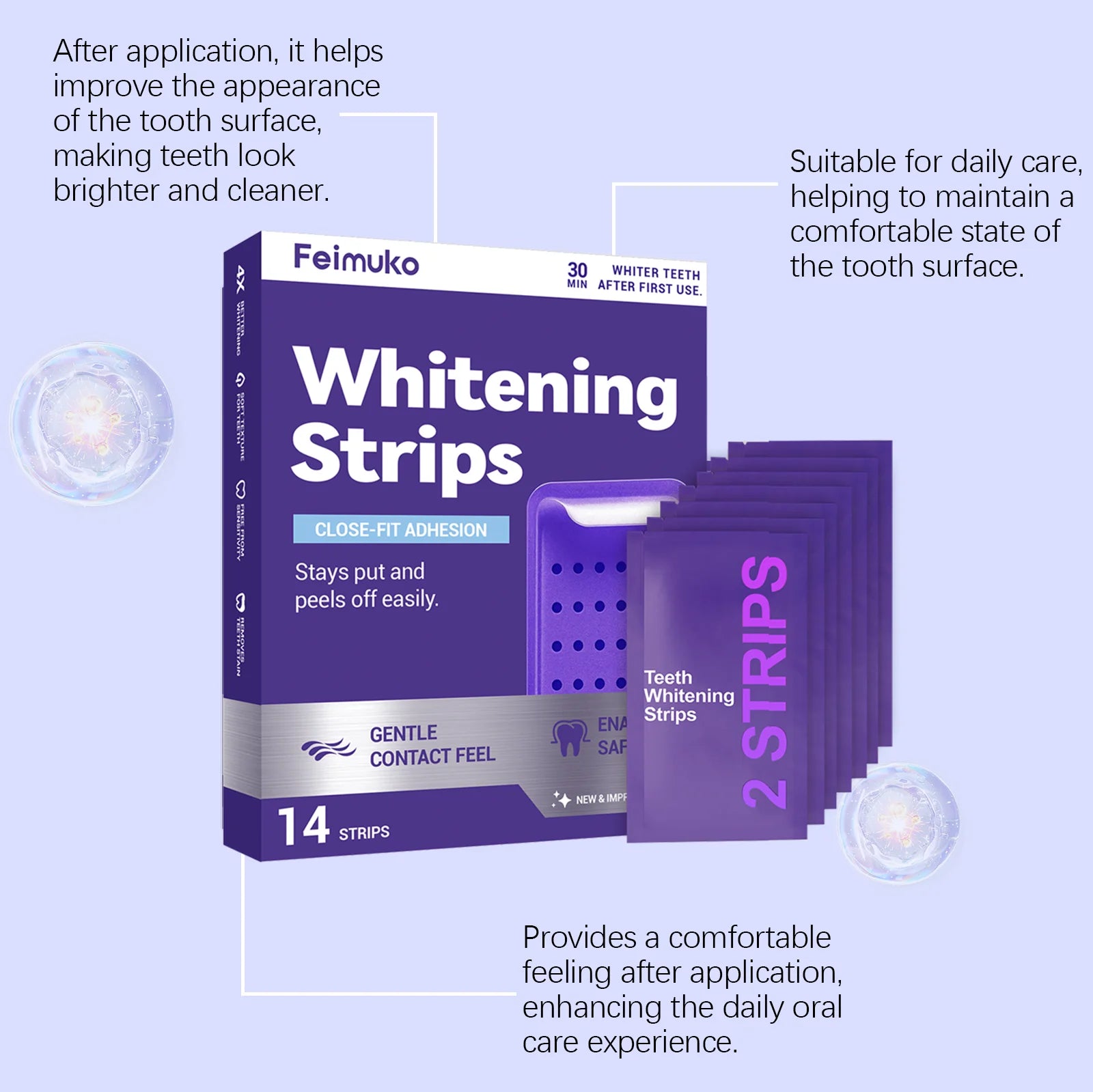 Purple Teeth Whitening Strips – Gentle Stain Removal