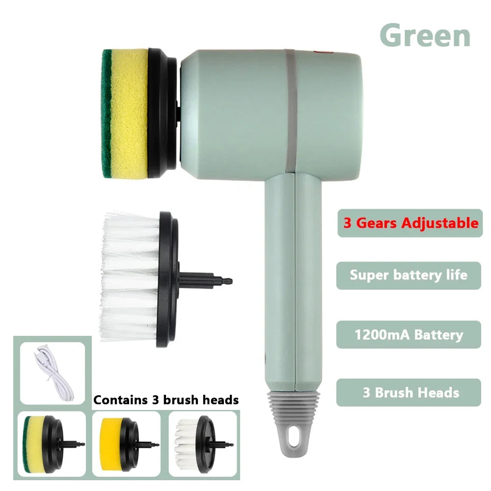 Rechargeable Electric Cleaning Brush With 3 Brush Heads